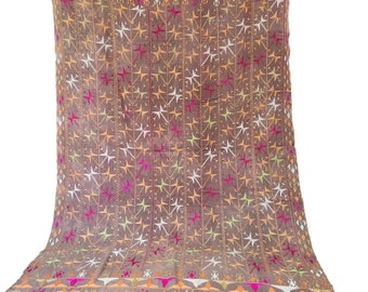 Phulkari Embroidered with Floss-Silk on Handwoven cotton,From West Pakistan,Punjab India mahroon phulkari