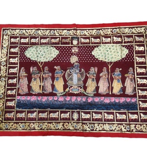 Shrinath ji pichwai on cloth painting on cloth vintage Shrinath ji painting indian painting on cloth 132 cm by 192 cm