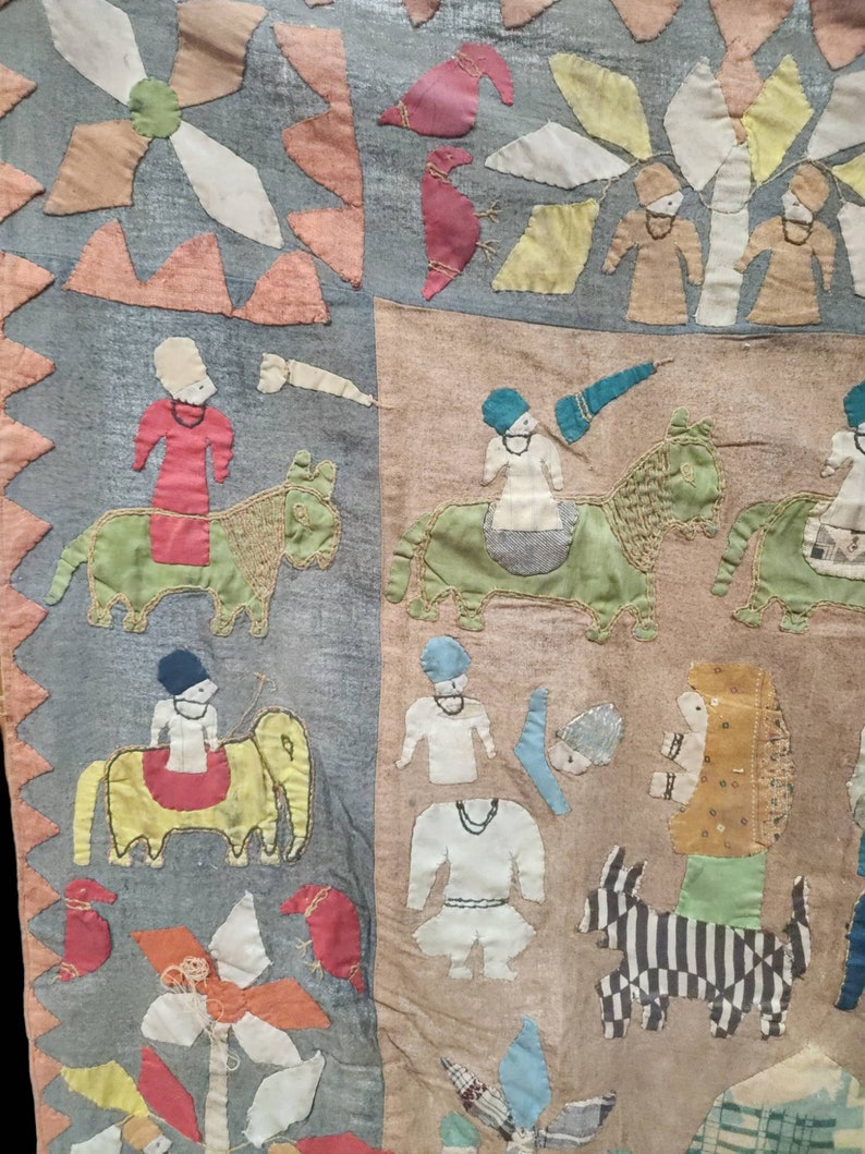 Indian Applique Work Wall Hanging Traditional Style Decor Etsy