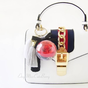 Real flower bag charm | Rose bag charm | Tassel bag charm | Purse charm | Flower keychain | Rose keychain | Tassel keychain | Gift for her