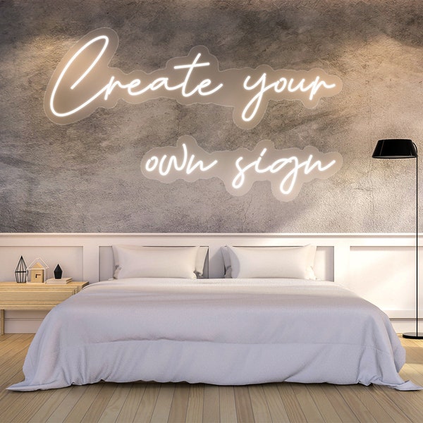 Create your own LED Neon Sign: Word, Sentence, Logo - Custom Neon Sign, Neon sign, Neon sign bedroom, Wedding neon sign, Neon lights