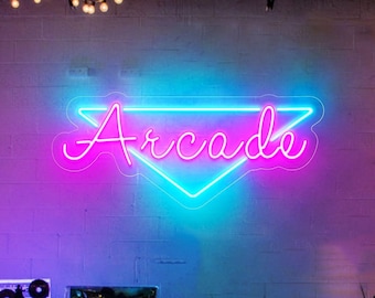Retro Arcade Neon Sign - Your Arcade, Man-cave LED Sign, Vice Colors Sign, Custom Neon Sign, Neon Sign Bedroom