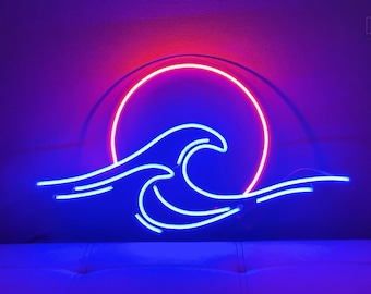 Sunrise sunset neon sign, Sun Wave neon sign, Bedroom neon sign, Mountains led neon sign - hand crafted custom neon sign
