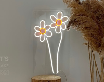 Chamomile Flower Neon Sign for Bedroom, Kids room, Lights for home room, Flower neon wall sign, Floral Neon Sign