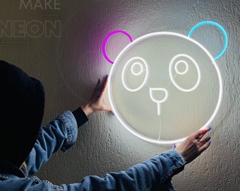 Panda Neon Light, LED Sign, Cute Neon Signs, Lights for Wall Mount Decoration, Night-Light for Bedroom, Kid room, Neon bar sign