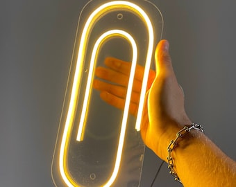 Bedroom neon sign Paper Clip LED, Neon light, Neon custom sign, Neon interior, Neon sign bedrroom