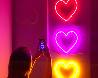 Heart neon sign, Neon sign, Neon sign bedroom, Neon lights, Bedroom neon sign