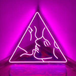 Pink neon sign Lovers, Bedroom neon sign, Neon sign, Kiss neon sign, Led neon light, Girl room decor, Neon lights