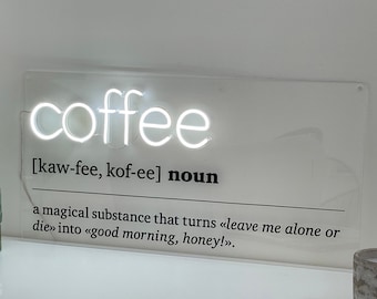 Signo de café neón, Luz de neón para Bar Store Restaurant, Signo de definición de café Arte de neón, Signo de neón, Decoración de pared de neón