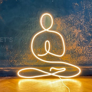 Yoga LED Neon Sign, Wall Decor, Wall Sign, Neon Lights, Meditation Art, Meditation Lamp Yoga, Fitness, Yoga Art, Namaste, Art neon sign
