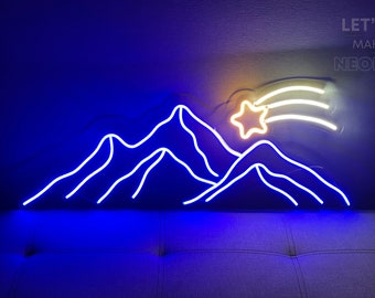 Mountains Led Neon Sign, Sunrise Home Decor, Sunset Wall Art, Wall Sign, Mountains neon sign LED