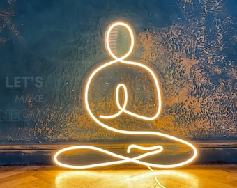 Yoga LED Neon Sign, Wall Decor, Wall Sign, Neon Lights, Meditation Art, Meditation Lamp Yoga, Fitness, Yoga Art, Namaste, Art neon sign