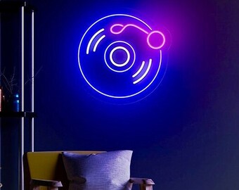 Vinyl Neon Schild - Schallplatten Dekor, Neon Schild Schlafzimmer, Musik Neon Schild, Neonlicht, Led Neon Schild, Vinyl Player Neon Schild, Neon Schild Kunst