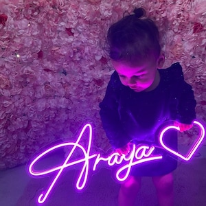 Neon sign custom for kid room, Neon sign girl, Custom name neon sign, Child&#39;s room neon sign