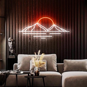 Mountain neon wall art landscape Neon Sign neon art, Mountain Art Light Sign, Led light Wall Decor, Mount decor, Bedroom Neon Sign, gift man