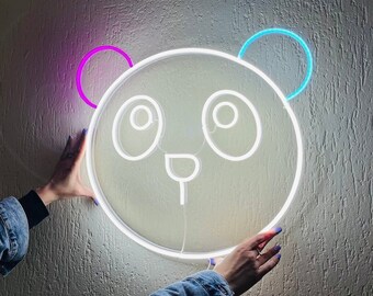 Adorable Panda LED Neon Sign - Perfect Bedroom Wall Decor for Kids and Adults - Handcrafted Neon Art to Brighten Up Your Space!