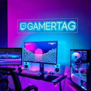 Signo de neón de etiqueta de juego personalizado, signo de neón de nombre de usuario de jugador personalizado, logotipo de juego personalizado, luz de neón de Twitch, regalo de juego, regalo de marido, regalo de signo hecho a mano