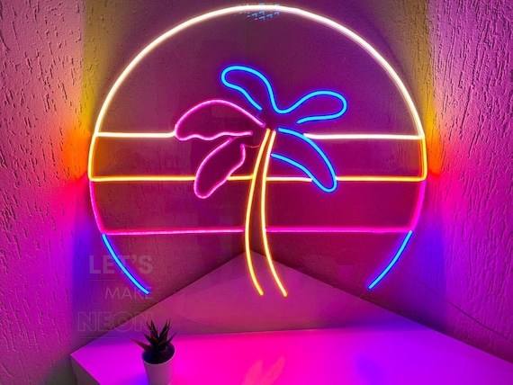 Palm Tree Retro 80s Neon Light Neon Sign Wall Decor Retro Neon