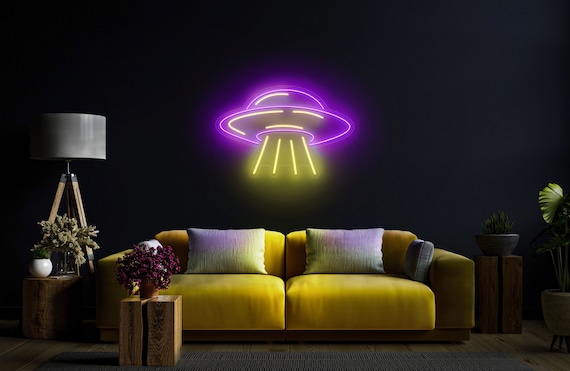 UFO Neon Signs Custom Led Light Lamp For Bedroom UFO Sign Room Party Wall Decor Flying Saucer Shape Neon Light Decorations