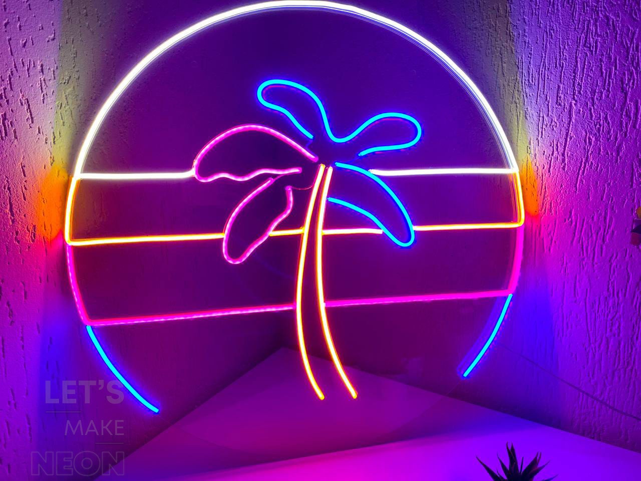 ネオン管（本物）ヨットとヤシの木 DENKO HOME LED ネオンサイン ヤシの木 ココナッツ USB電源