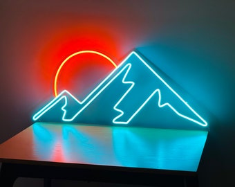 Mountain Neon Wall art landscape Neon Sign neon art, Mountain Art Light Sign, Mount decor, Custom Neon Sign, Bedroom Led light Wall Decor