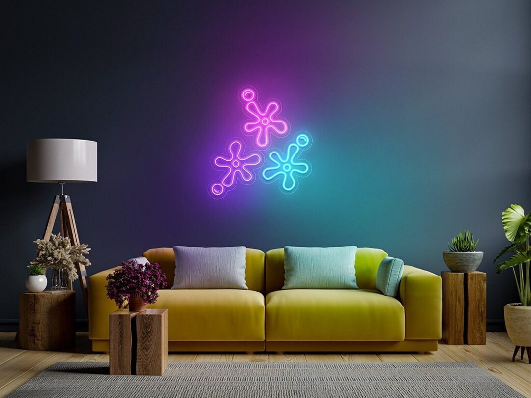 Popping Flowers Neon Sign, LED Custom Multi Colors Lights for Home Room
