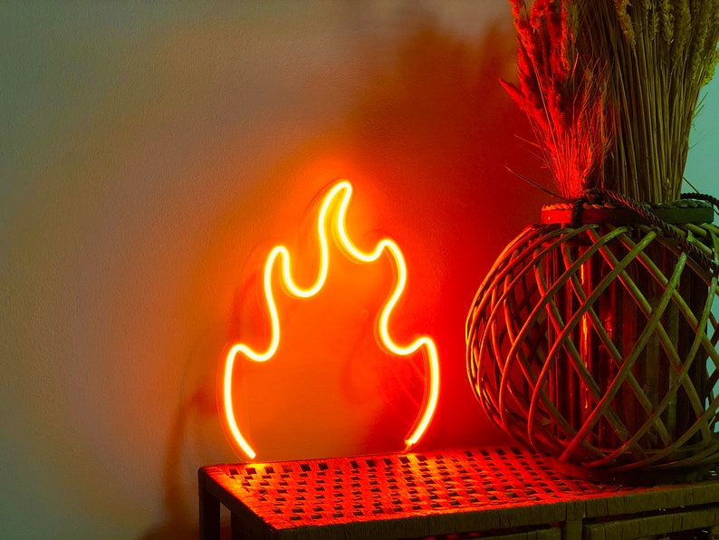 Neon Sign Bedroom fire Neon Lights Custom Neon Etsy