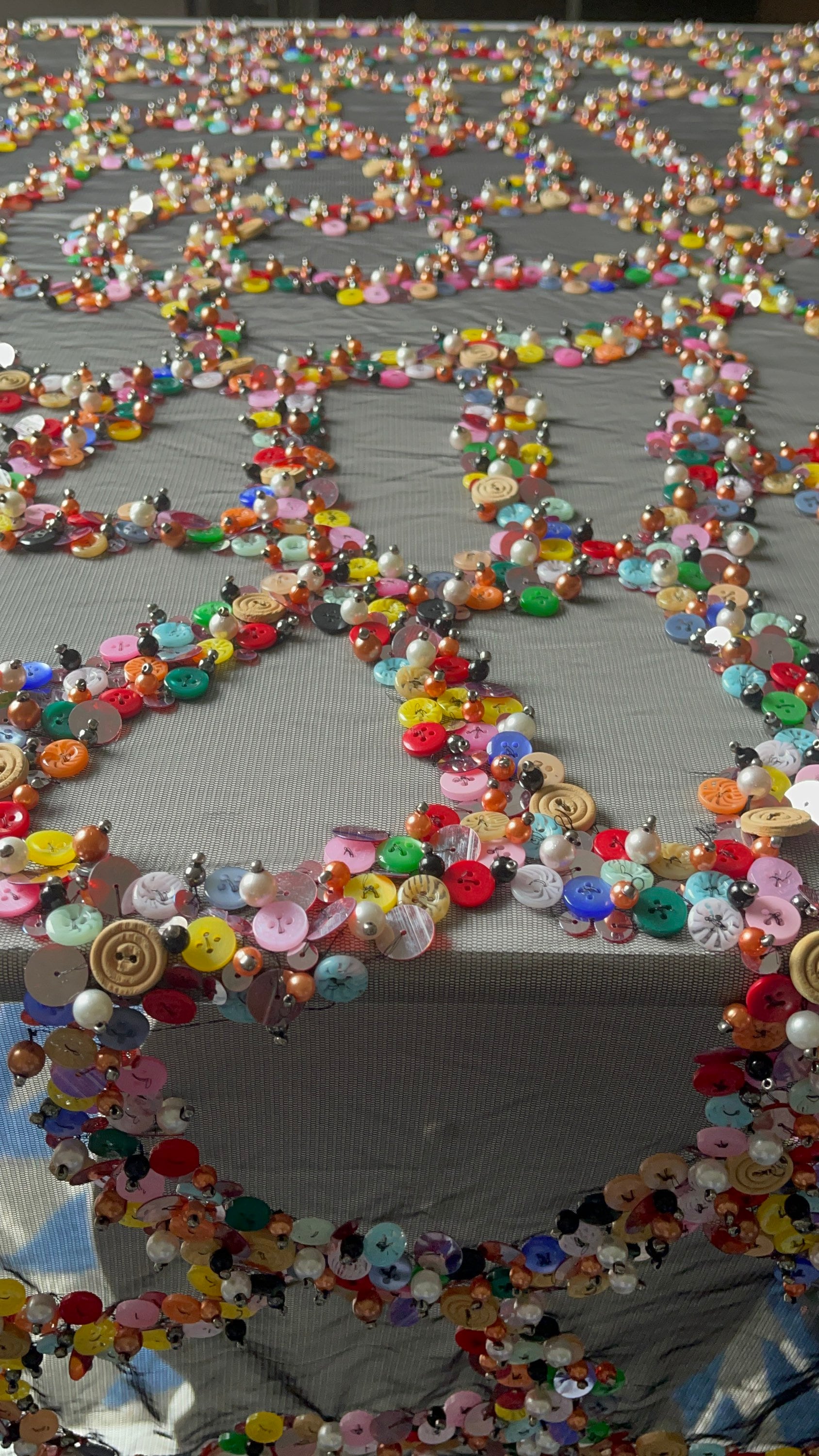 Exquisite Luxury Buttons and Beads Fabric- Sold per yard