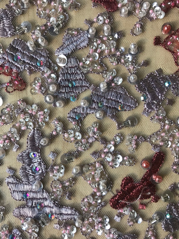 Superbe Ombré de perles Tulle et paillettes tissu de Tulle perles 96406a Superbe Ombré de perles Tulle et paillettes tissu de Tulle perles 96406a