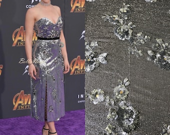 Lustrous and Metallic Sequined Appliqué Fabric-- Sold per yard