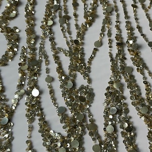 Exquisite and Luxury Abstract Gold Allover Sequined Fabric — Sold per yard
