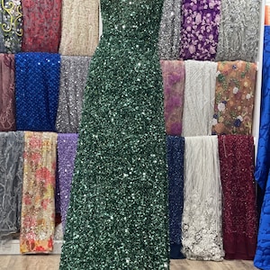 Exquisite and Luxury Green Allover Sequined Fabric — Sold per yard