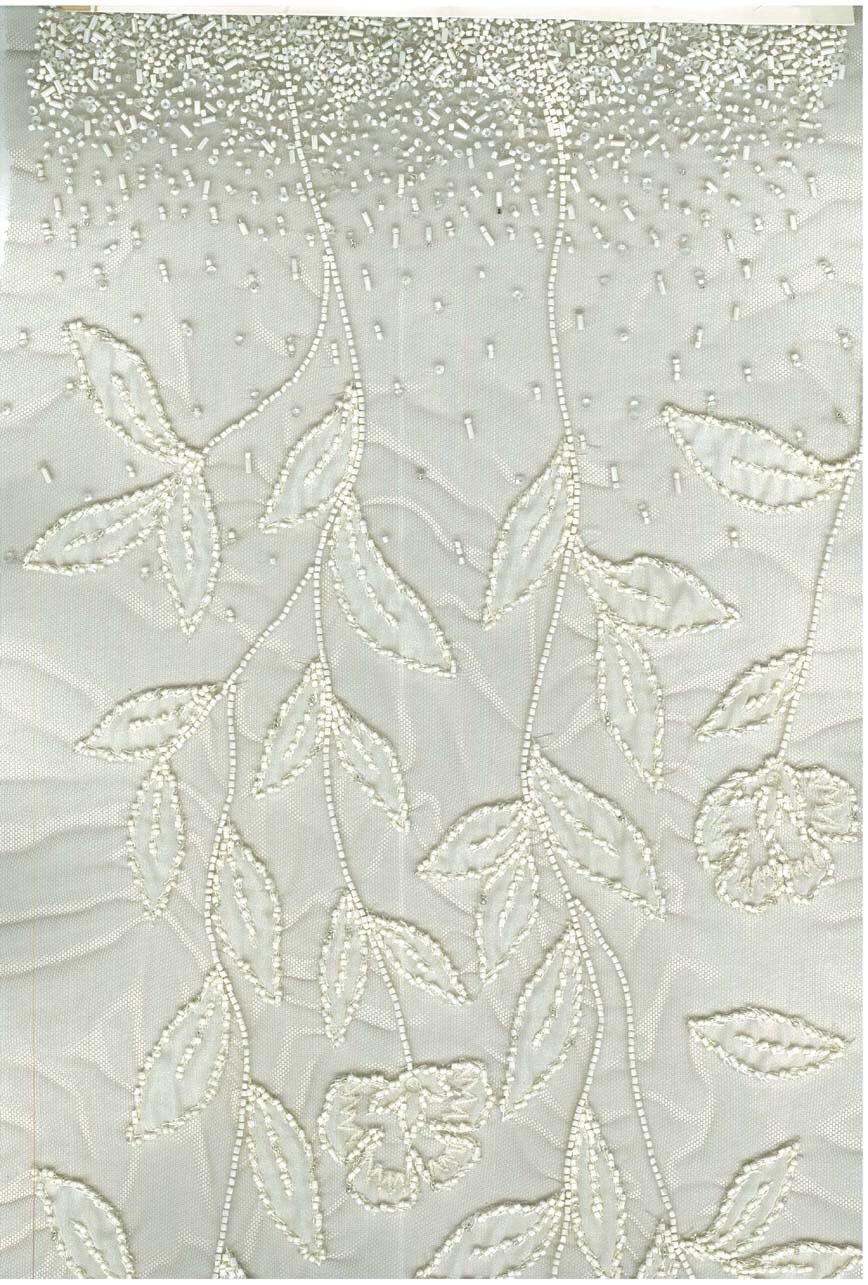 Absolutely Stunning Beige Degrade Hand Beaded Tulle Fabric--Sold per yard