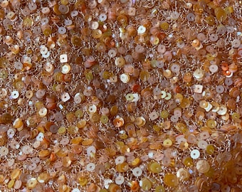 Exquisite and Luxury Allover Orange Sequined and Beaded Fabric — Sold per yard