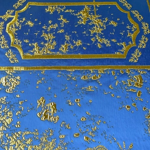 Exquisiter Luxus Designer Blau und Gold Klassischer Metallic Brokat Stoff - Verkauft lose Lagerware