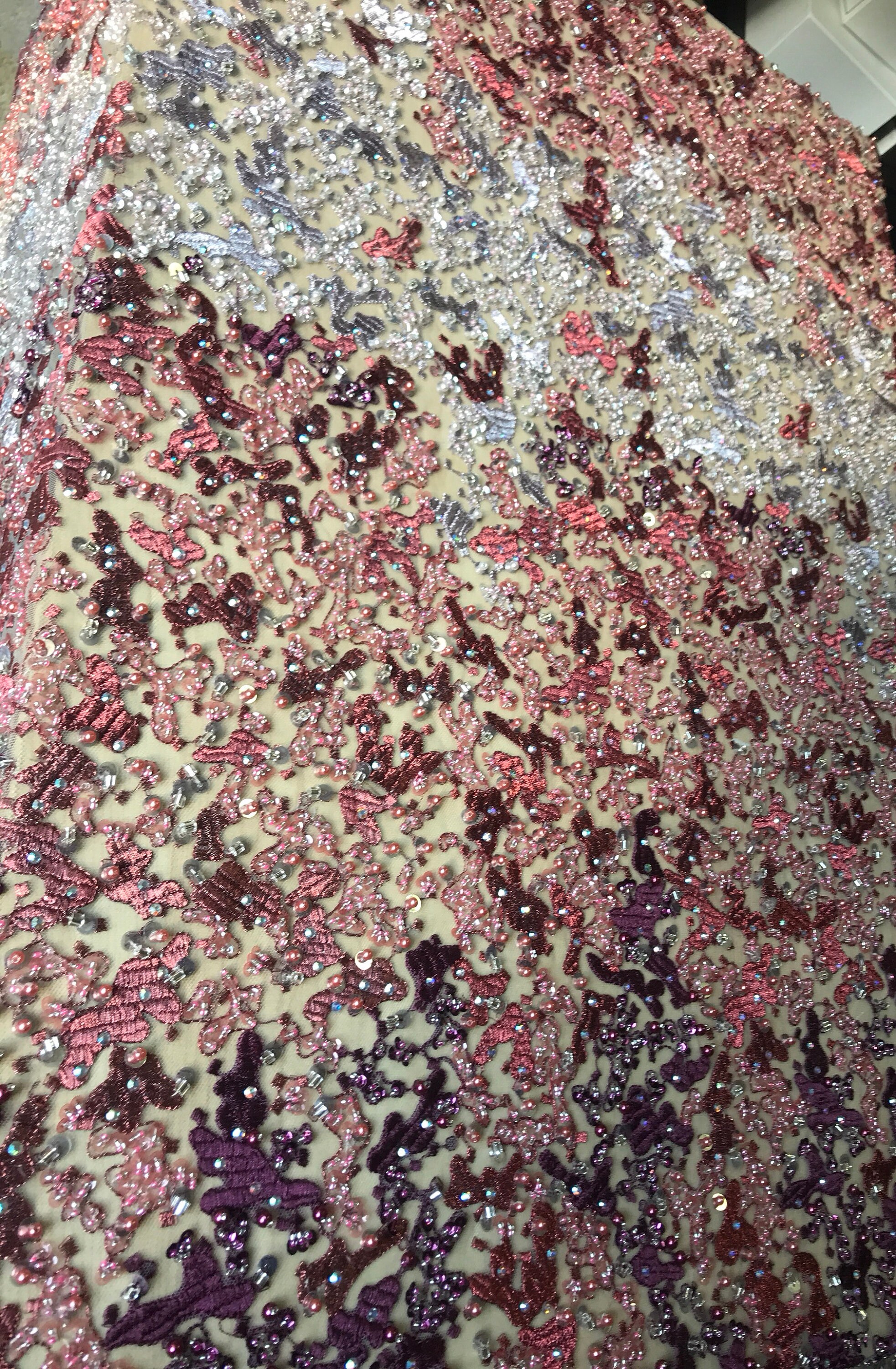 Superbe Ombré de perles et paillettes tissu de Tulle Superbe Ombré de perles Tulle et paillettes tissu de Tulle perles 96406a