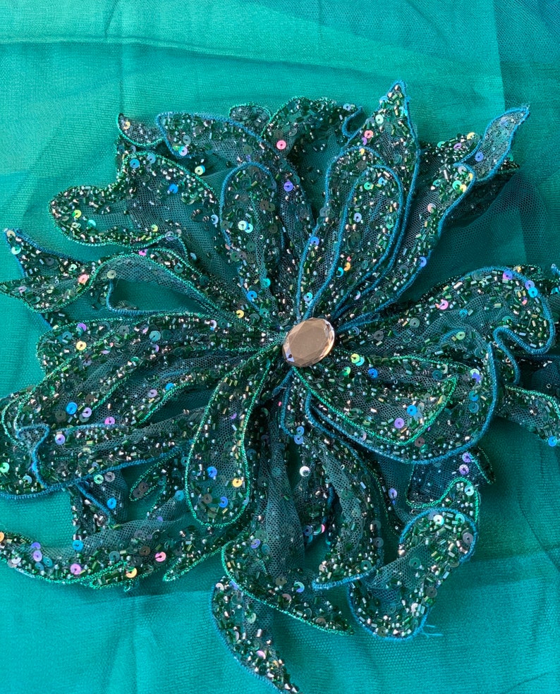 Stunning Luxury Emerald Green Designer Hand Beaded Fabric With Etsy