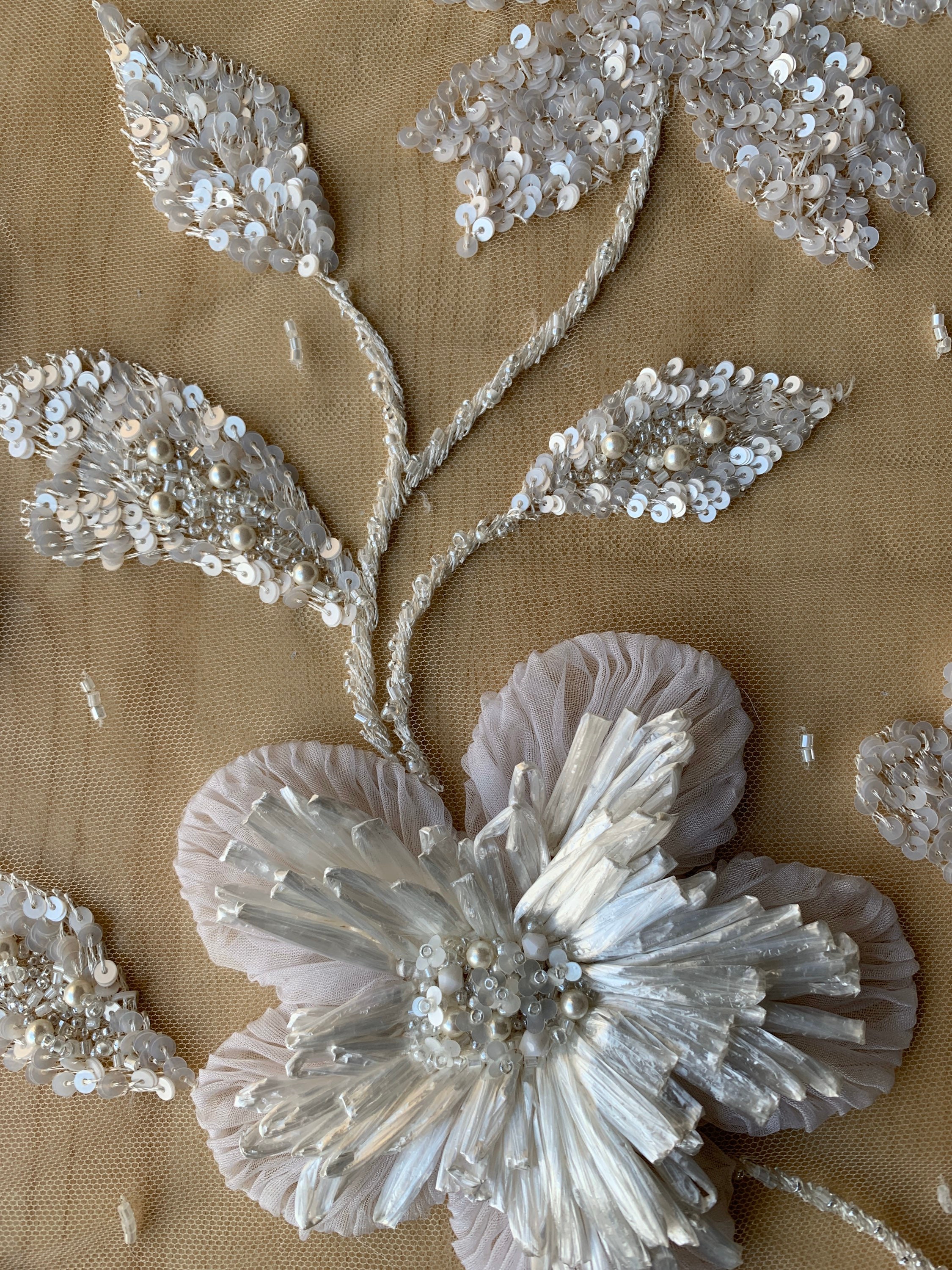 Fabulous Bridal Ivory Hand made Tulle Fabric embellished with | Etsy