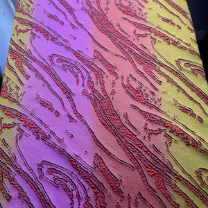 Fabulous Yellow, Purple and Orange Abstract Ombré Luxury Brocade Fabric - Sold per yard