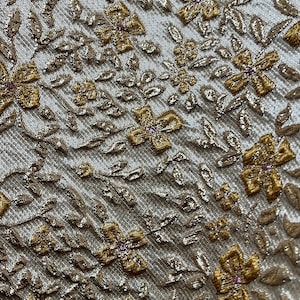 Exquisitely Beautiful Gold and Purple Designer Haute Couture Brocade Fabric -- Sold per yard