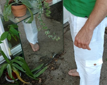 White-Beige Elegant Breathable Ecuadorian Pants