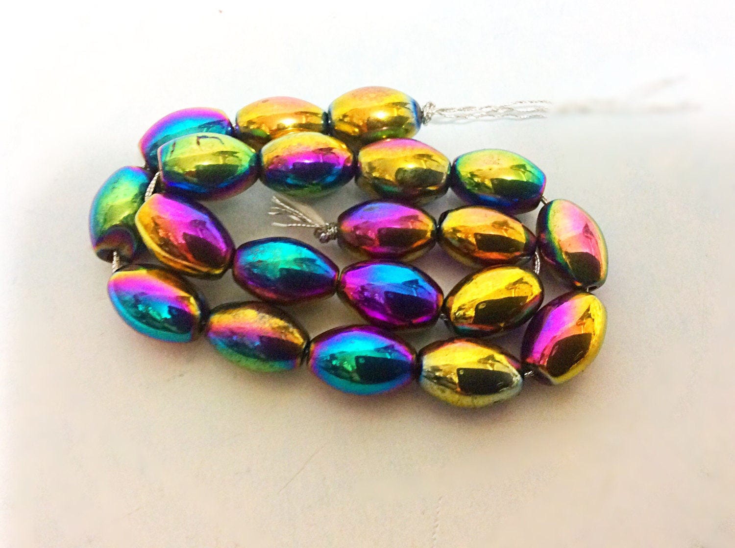 Magnetic rainbow oval hematite beads rainbow hematite | Etsy
