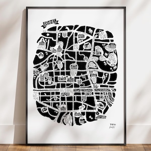 Reiseplakat Originale und handgefertigte Illustration des Bezirks Victoire in Bordeaux Dekoratives Poster Wandkunst 100 % hergestellt in Frankreich
