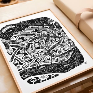 Poster VENEDIG Reiseplakat Wandkunst Dekoration für Wohnzimmer Illustration Hergestellt in Frankreich