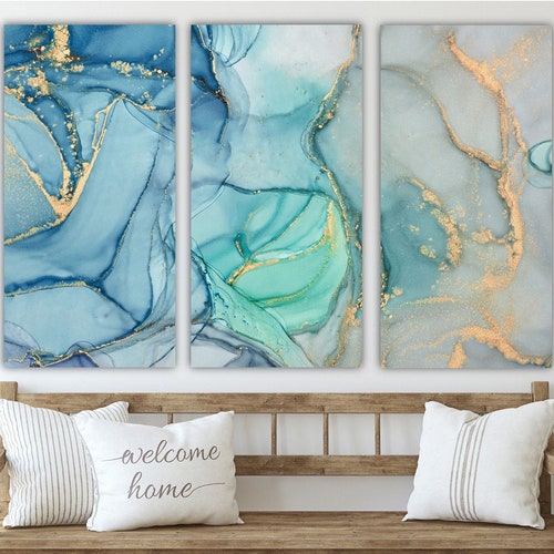 Large Three Panel Wall Art Vertical Set of 3 Triptych Canvas Etsy