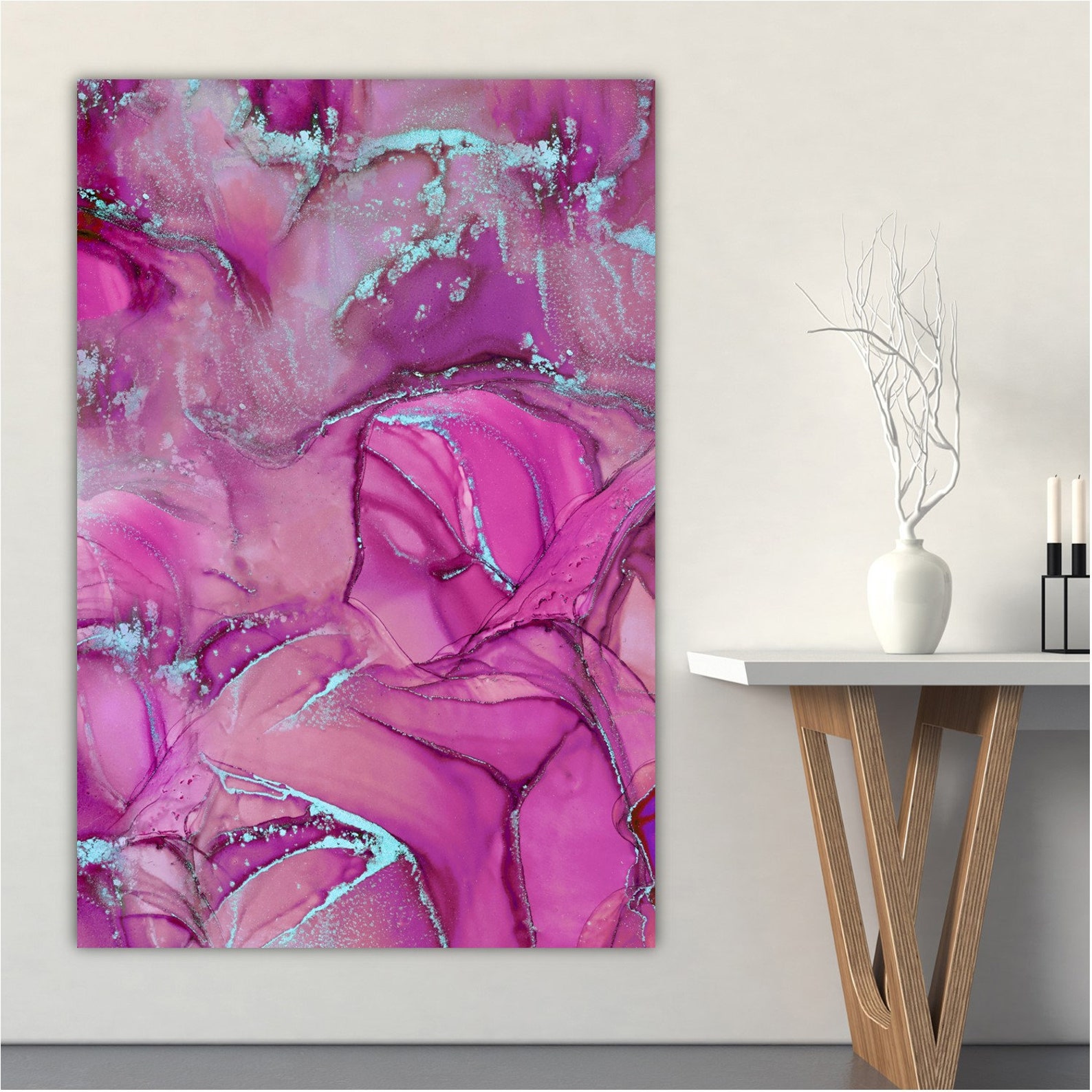 Hot Pink Wall Art Canvas Print Pink Wall Canvas Art Hot Pink Etsy