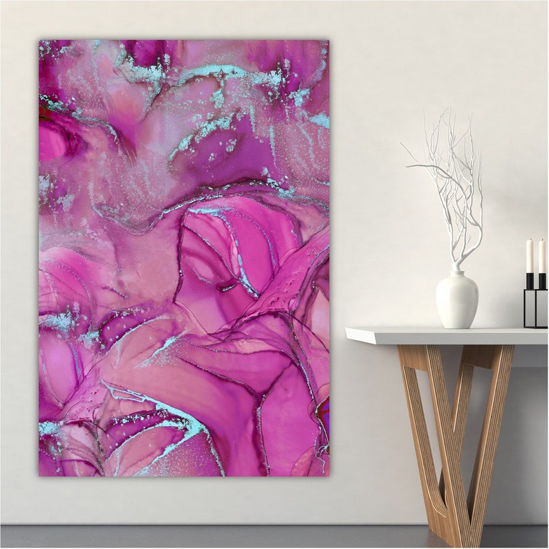 Hot Pink Wall Art Canvas Print Pink Wall Canvas Art Hot Pink Etsy