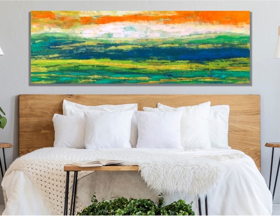 Large Bedroom Wall Decor Over The Bed Master Bedroom Wall Art Extra Large Wall Art Mid Century Art Large Horizontal Wall Art Wall Art Canvas