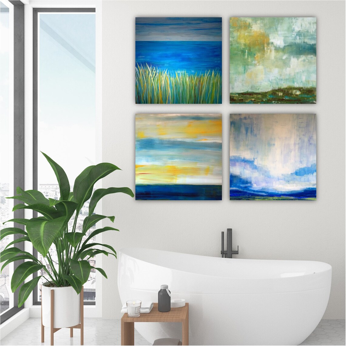 Gallery Wall Set of 4 Canvas Prints Coastal Farmhouse Art Etsy