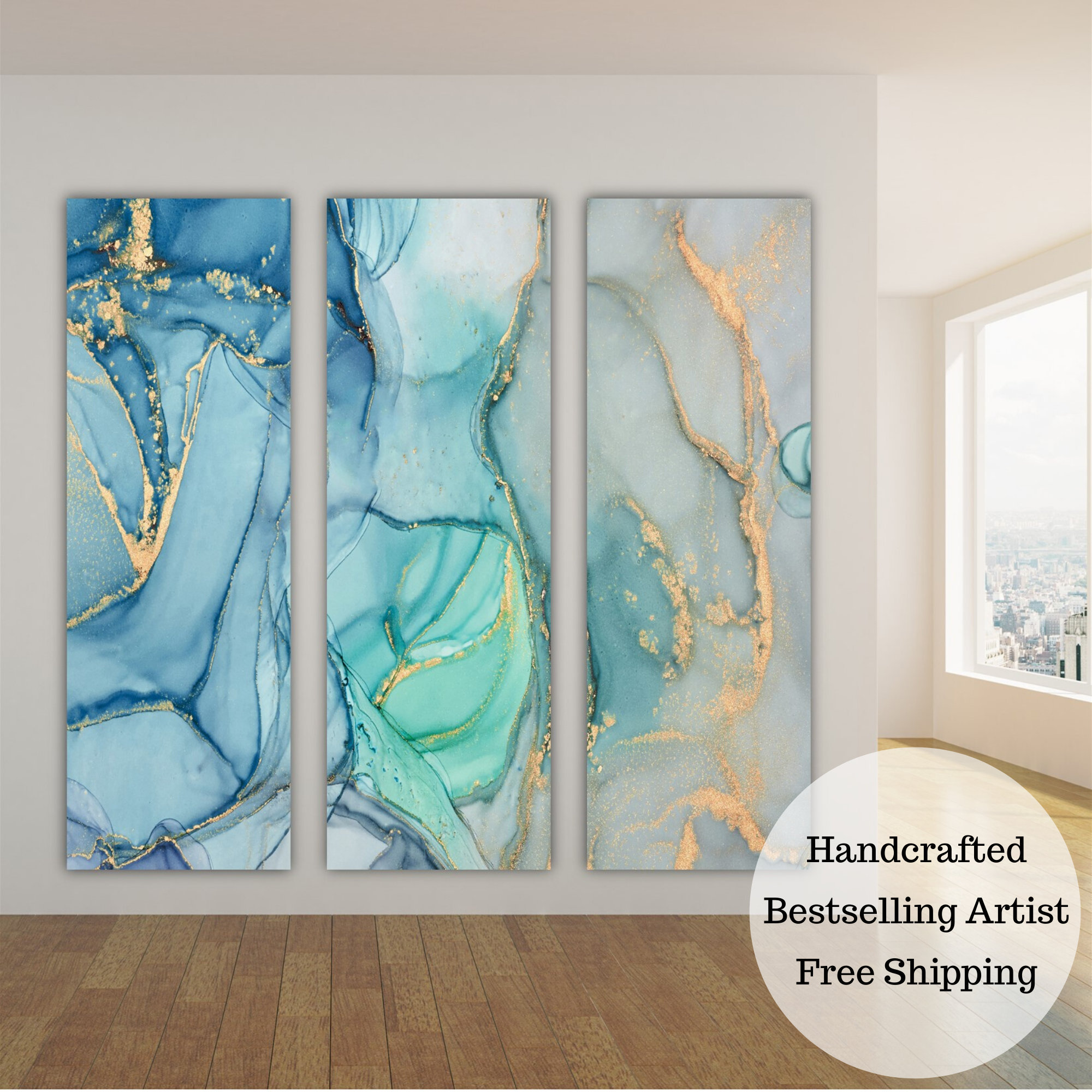 Large Three Panel Wall Art Vertical Set of 3 Triptych Canvas Etsy